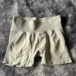 Beige High-Waisted Shorts